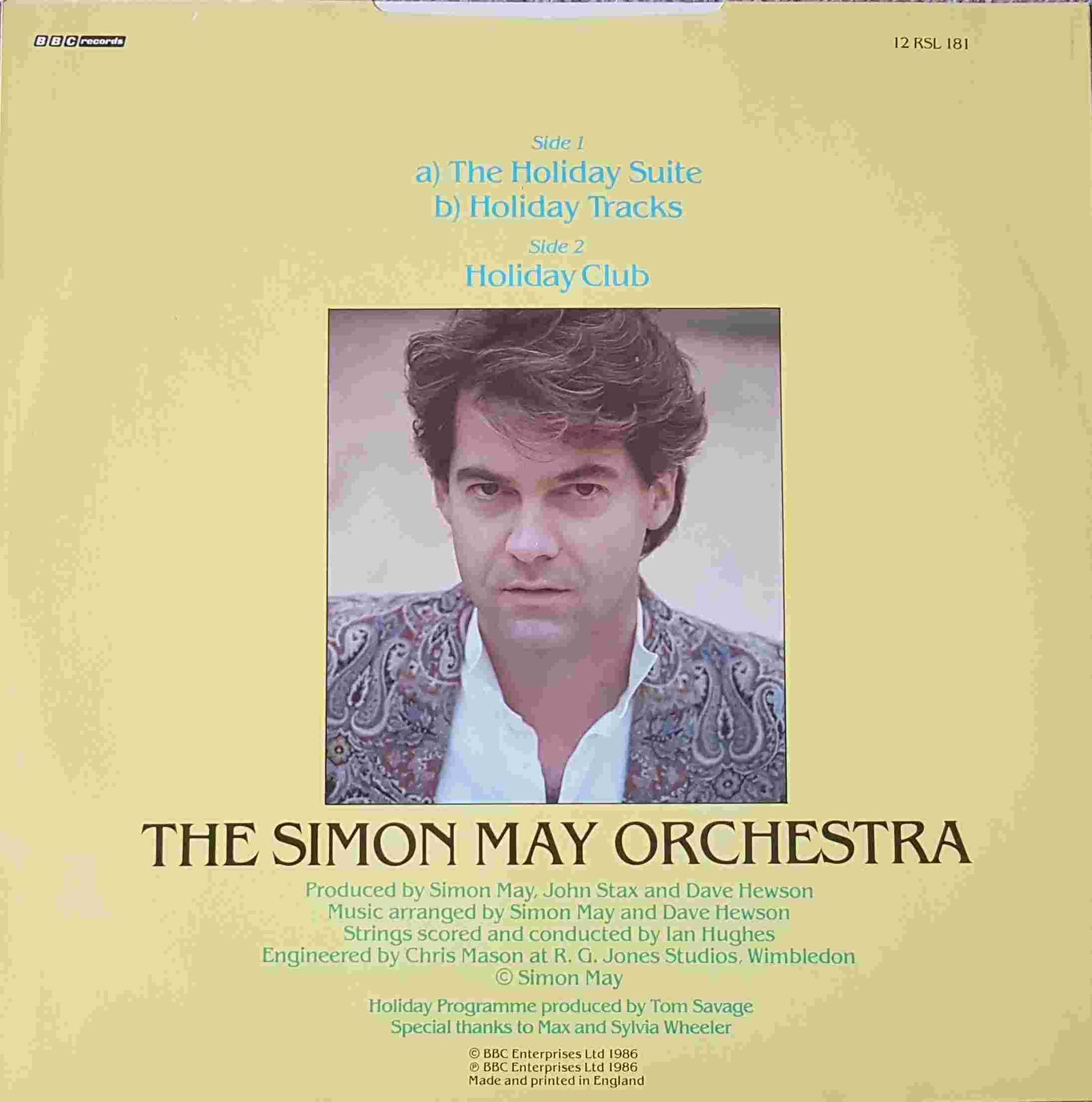 Picture of 12 RSL 181 The holiday suite (Holiday '86) by artist The Simon May orchestra from the BBC records and Tapes library